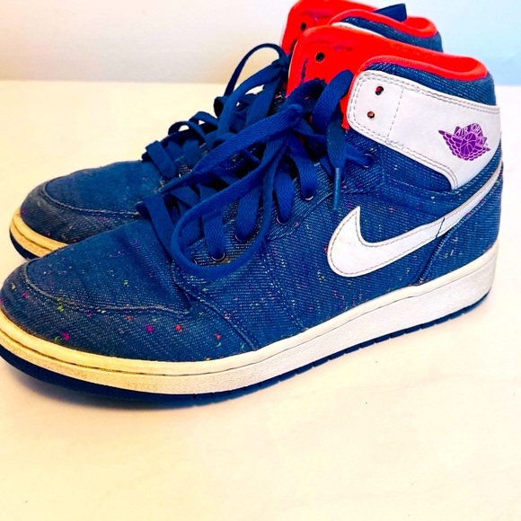 NIKE Jordan Retro High Denim Sneakers Deep Royal - Picture 9 of 16